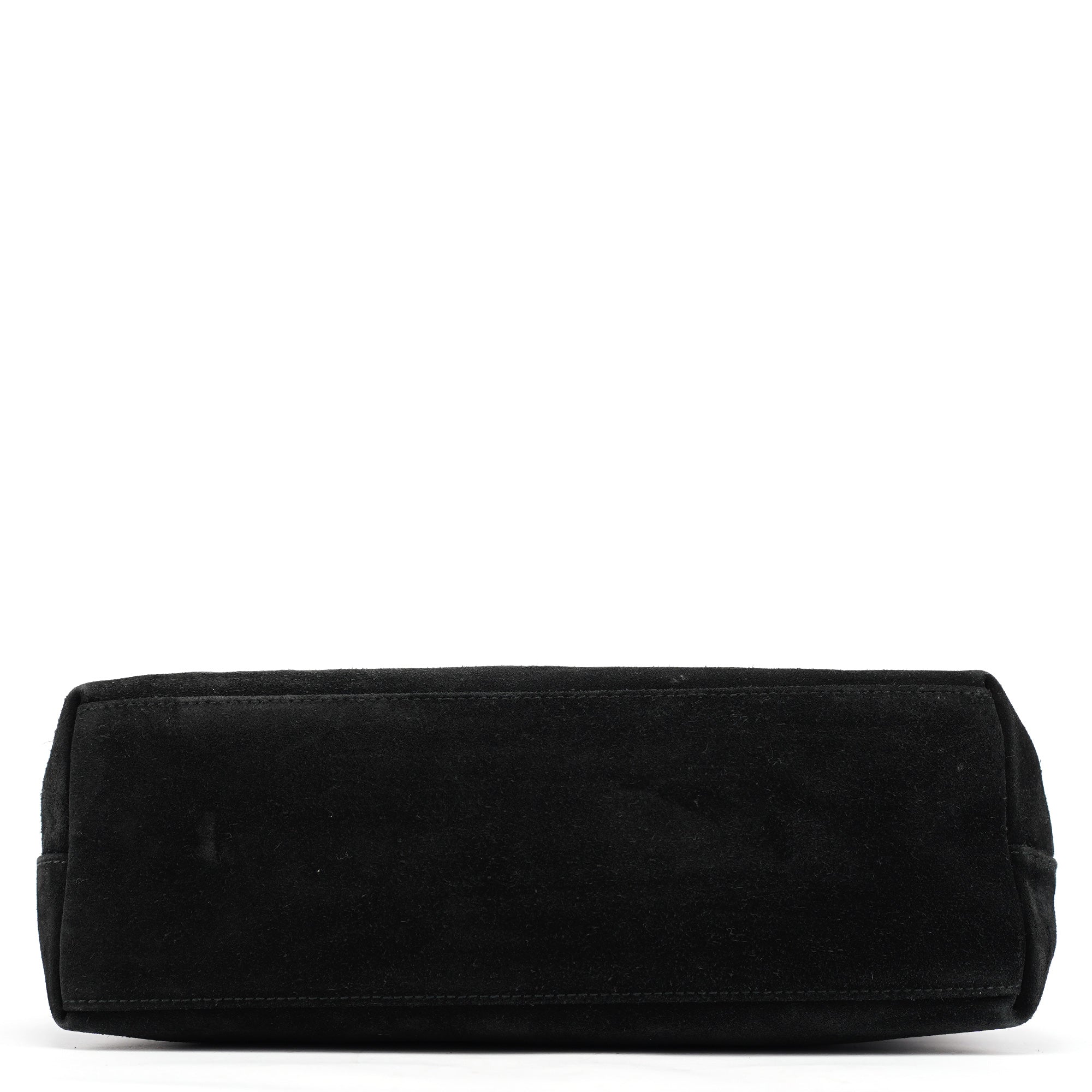 001 3244 Black Suede Bamboo Shoulder Bag