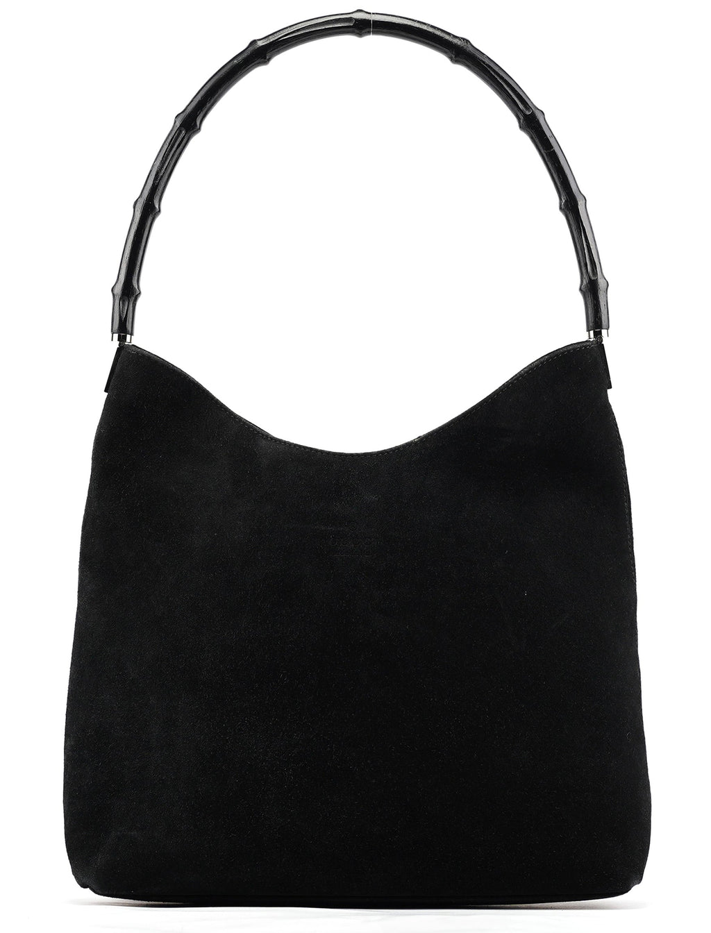 001 3244 Black Suede Bamboo Shoulder Bag