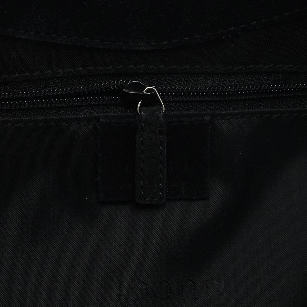 001 3244 Black Suede Bamboo Shoulder Bag