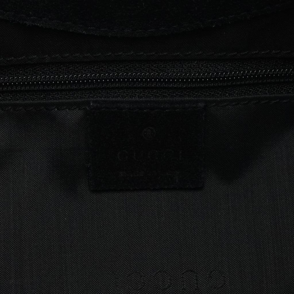 001 3244 Black Suede Bamboo Shoulder Bag
