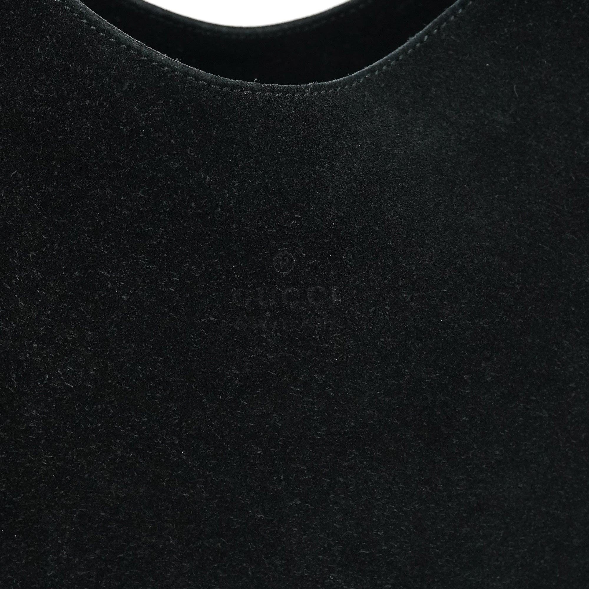 001 3244 Black Suede Bamboo Shoulder Bag