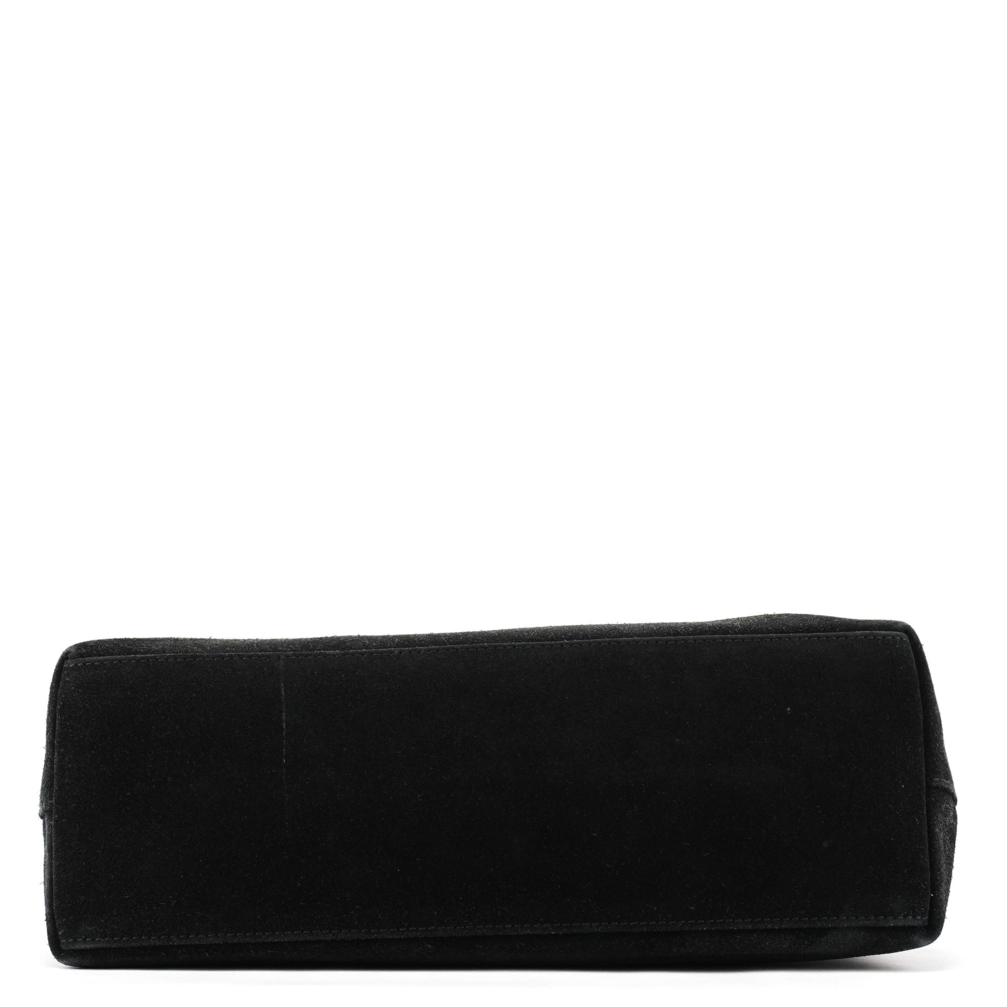 001 3244 Black Suede Bamboo Shoulder Bag