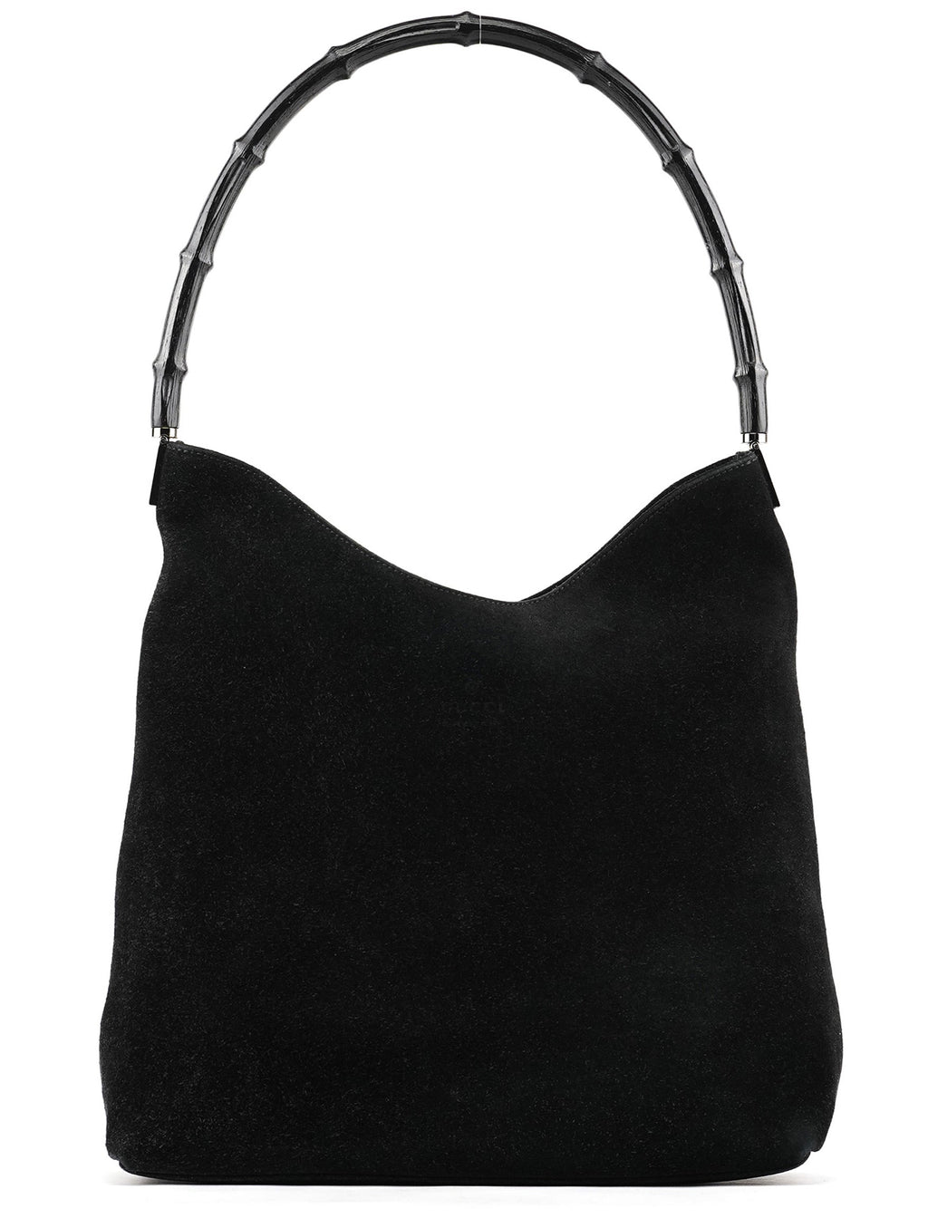 001 3244 Black Suede Bamboo Shoulder Bag
