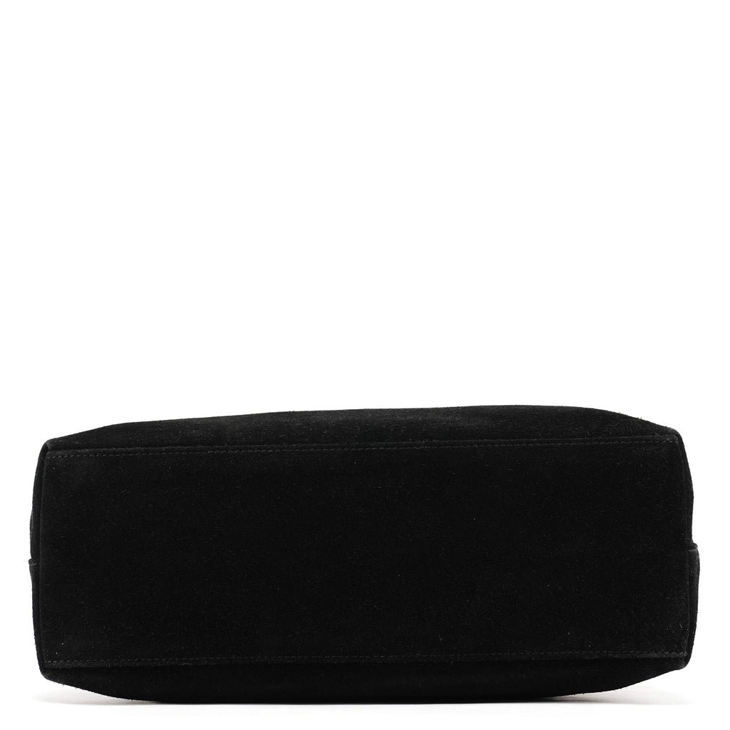 001 3244 Black Suede Bamboo Shoulder Bag