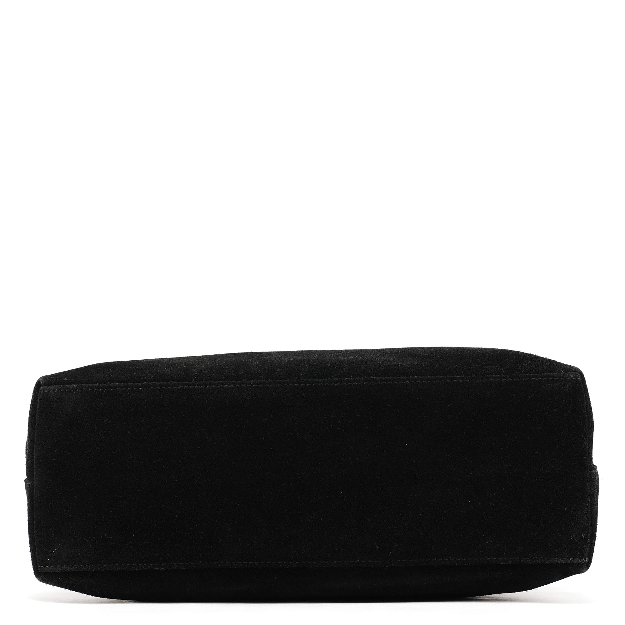001 3244 Black Suede Bamboo Shoulder Bag