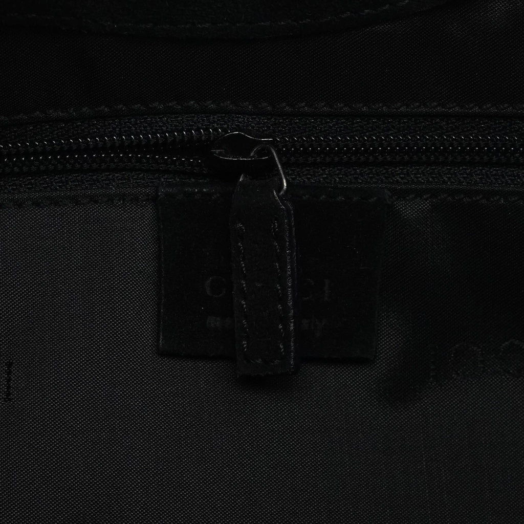 001 3244 Black Suede Bamboo Shoulder Bag