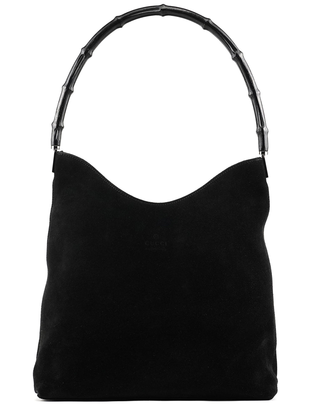 001 3244 Black Suede Bamboo Shoulder Bag