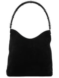 001 3244 Black Suede Bamboo Shoulder Bag