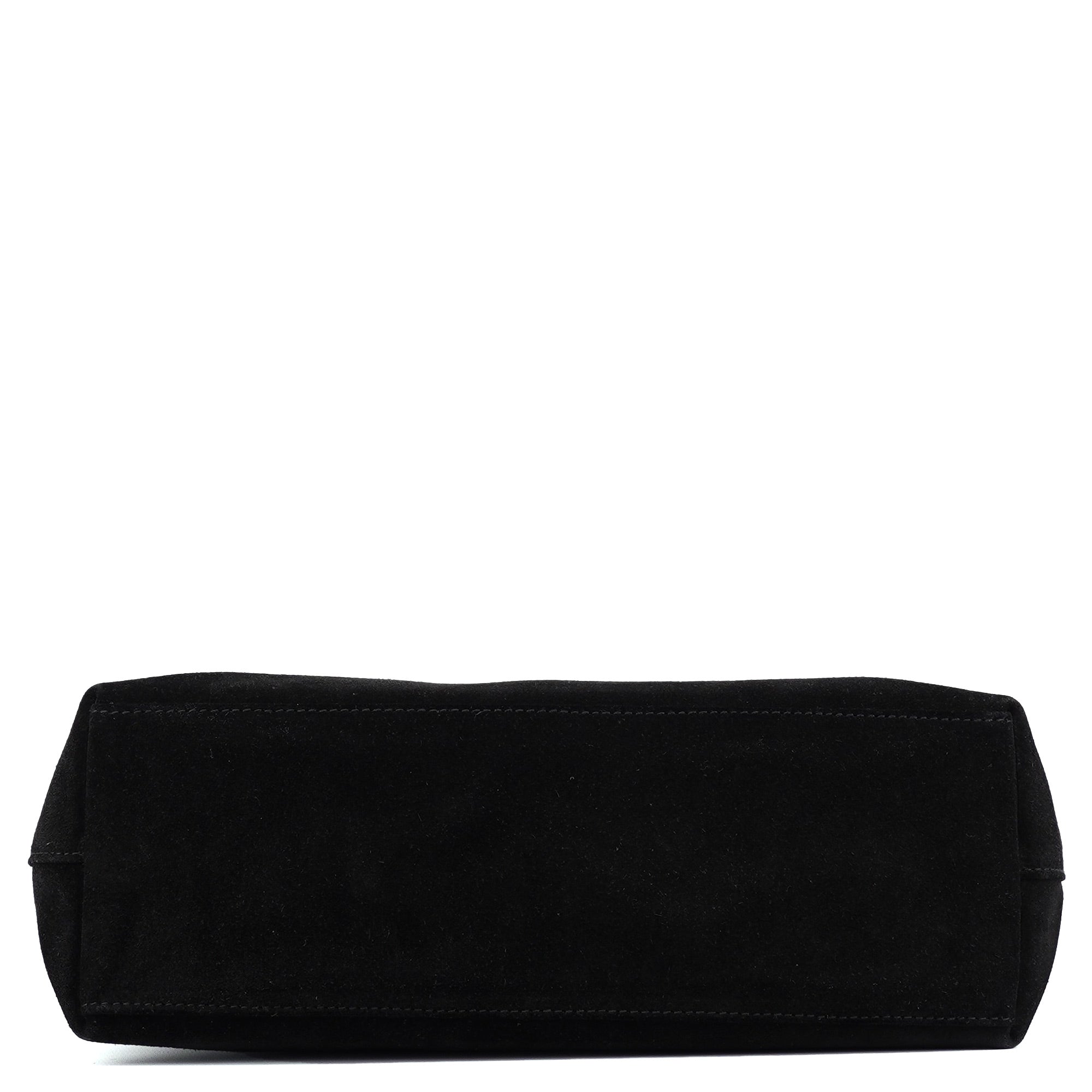 001 3244 Black Suede Bamboo Shoulder Bag