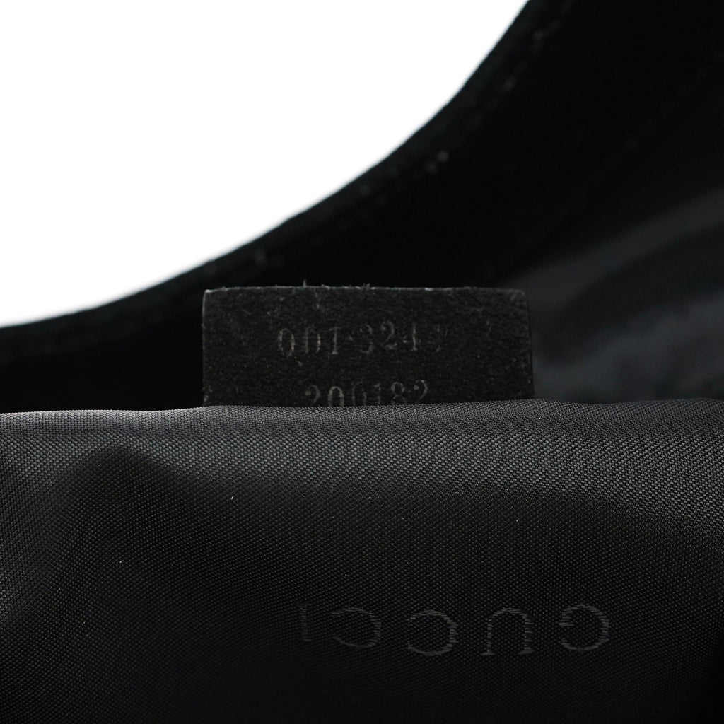 001 3244 Black Suede Bamboo Shoulder Bag