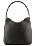 001 3244 Brown Calfskin Bamboo Shoulder Bag
