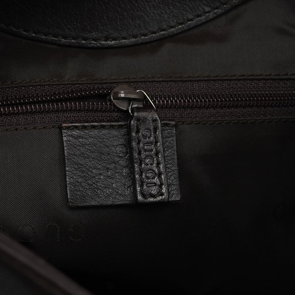 001 3244 Brown Calfskin Bamboo Shoulder Bag