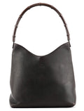 001 3244 Brown Calfskin Bamboo Shoulder Bag