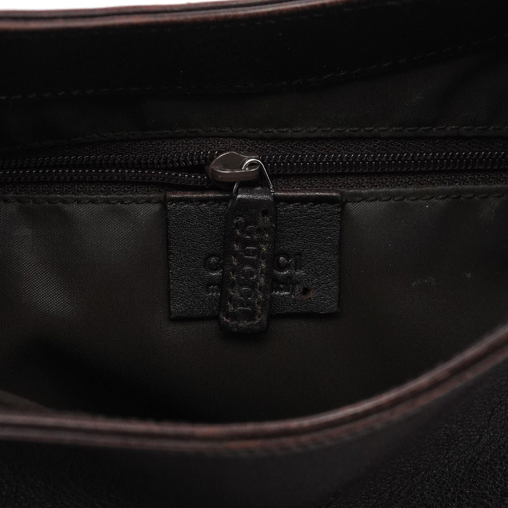 001 3244 Brown Calfskin Bamboo Shoulder Bag