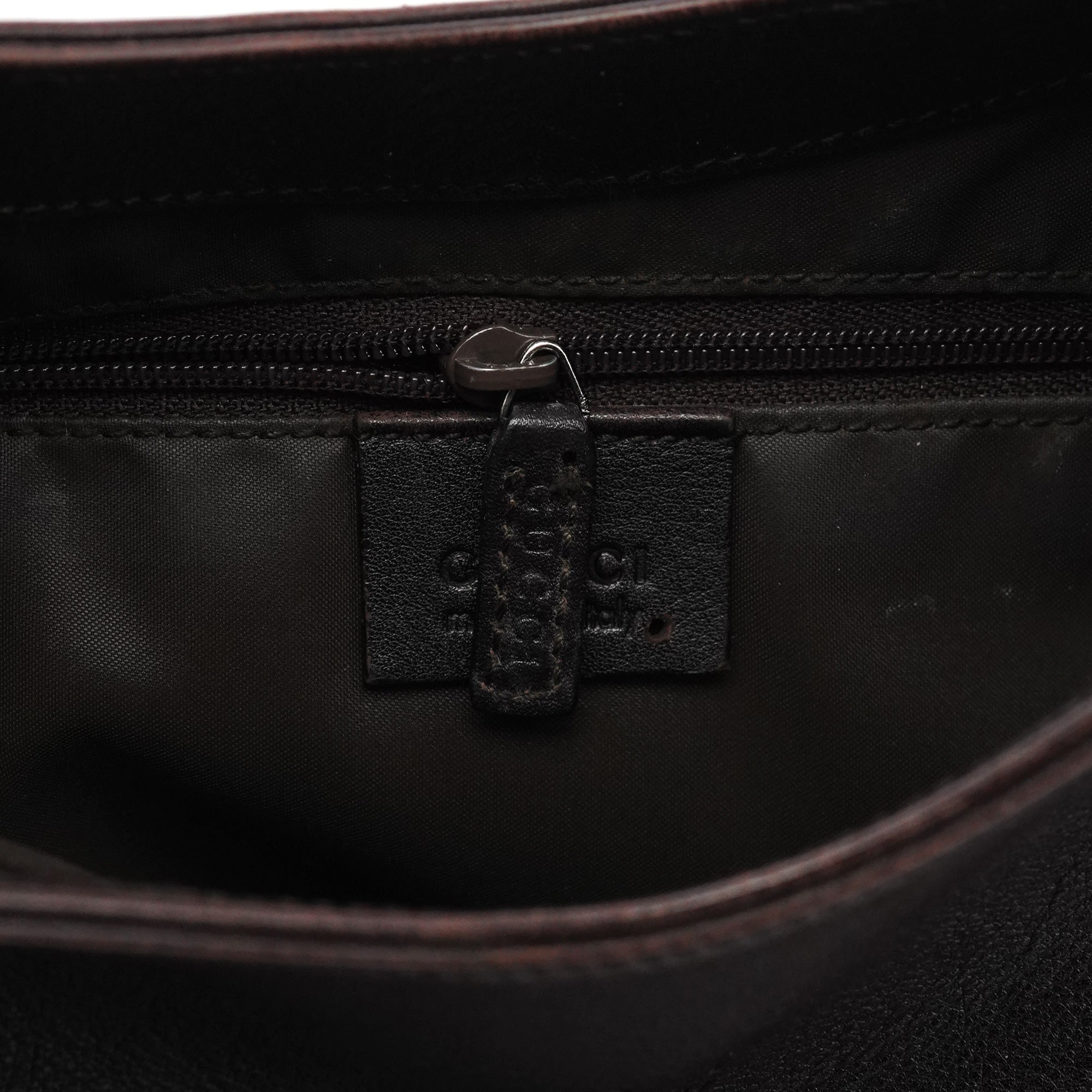 001 3244 Brown Calfskin Bamboo Shoulder Bag