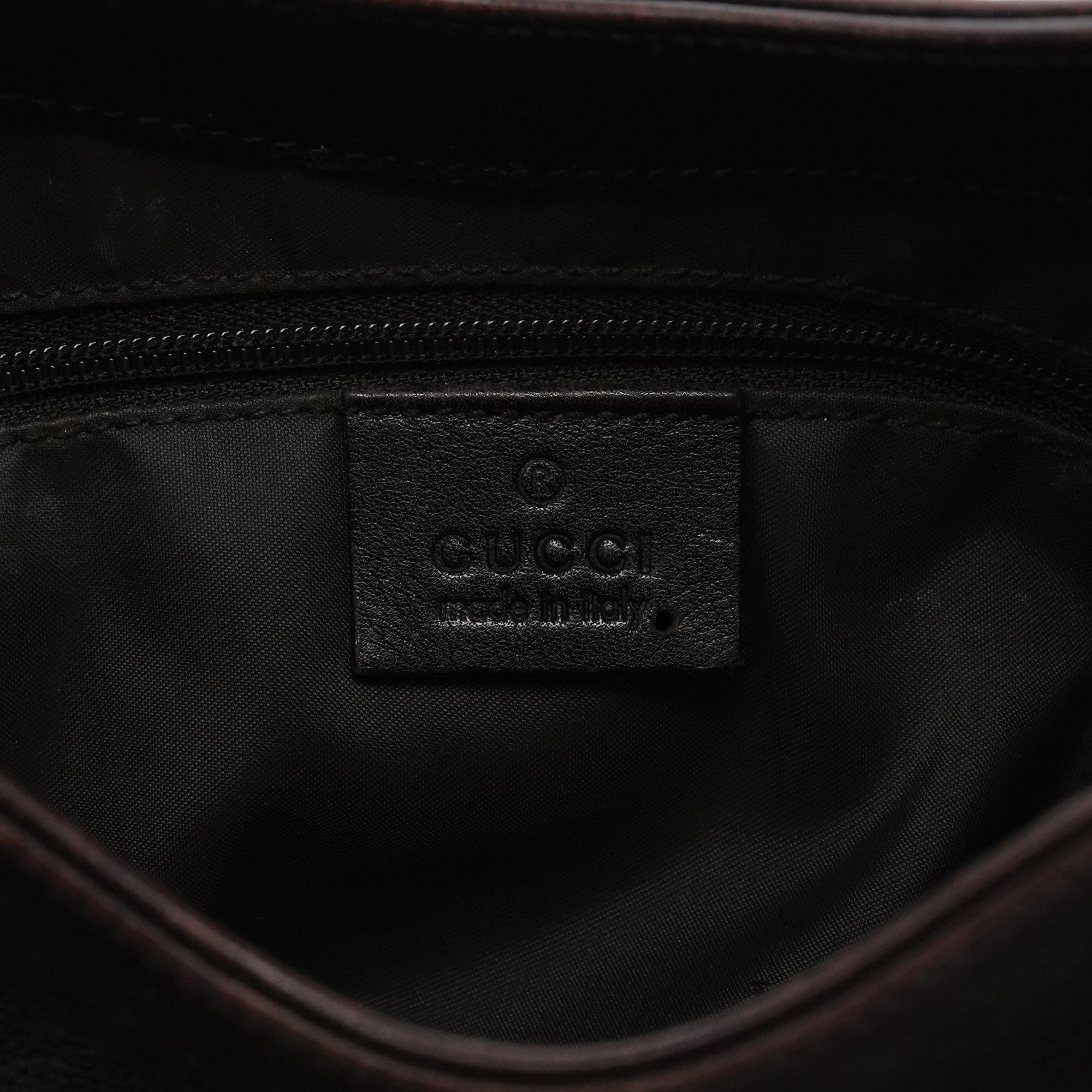 001 3244 Brown Calfskin Bamboo Shoulder Bag