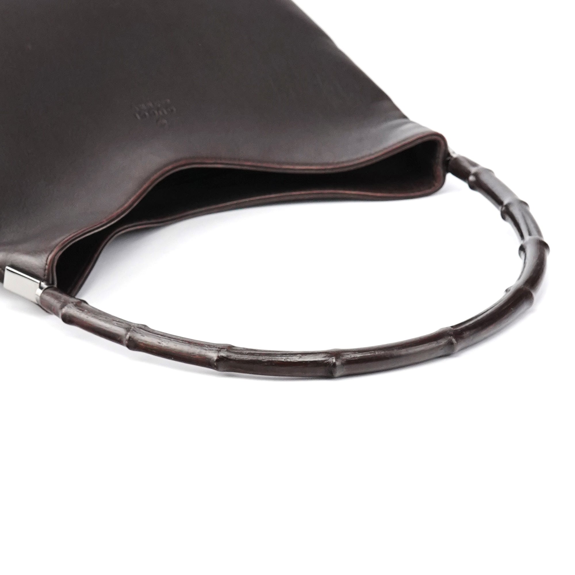 001 3244 Brown Calfskin Bamboo Shoulder Bag