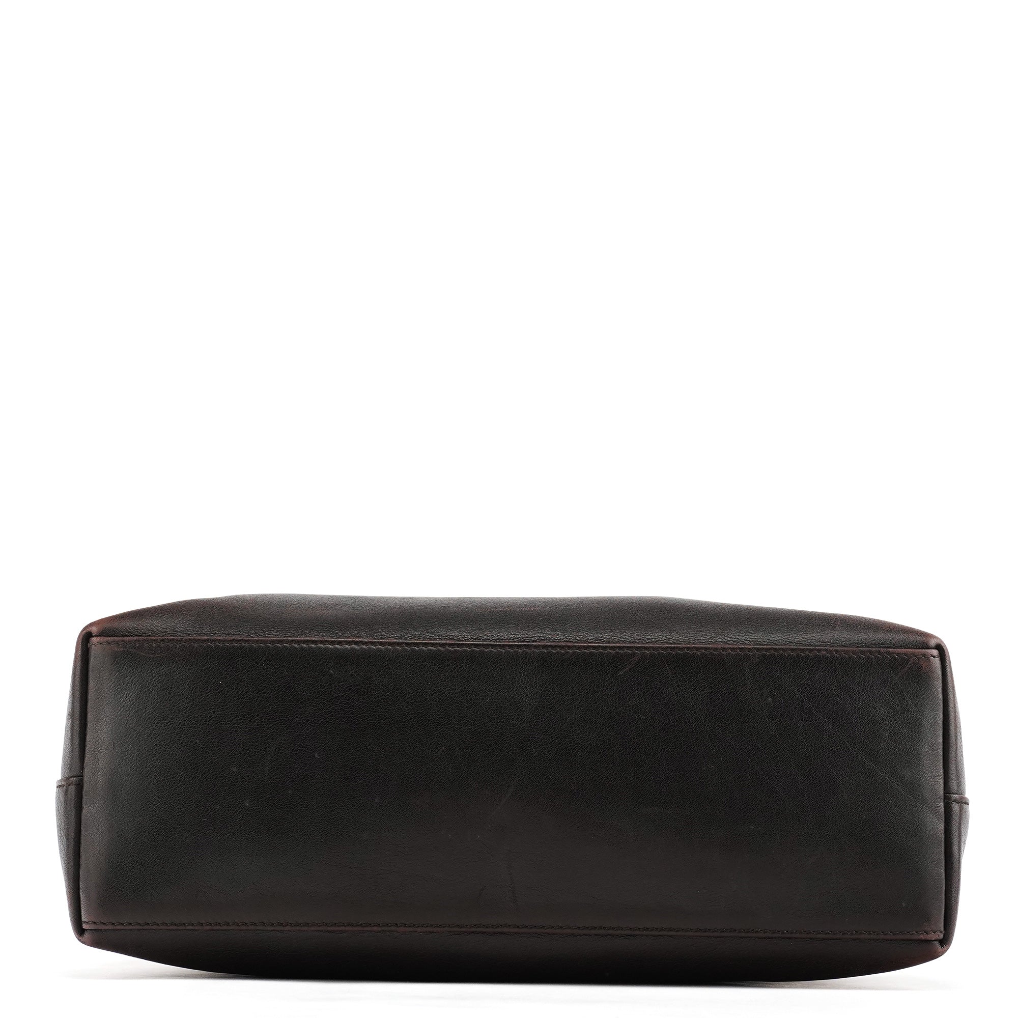 001 3244 Brown Calfskin Bamboo Shoulder Bag
