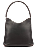001 3244 Brown Calfskin Bamboo Shoulder Bag