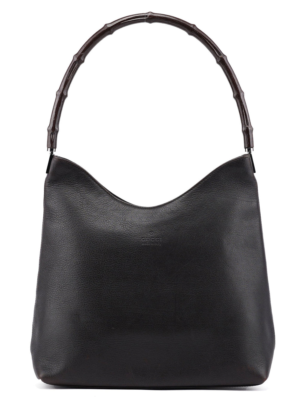 001 3244 Brown Calfskin Bamboo Shoulder Bag