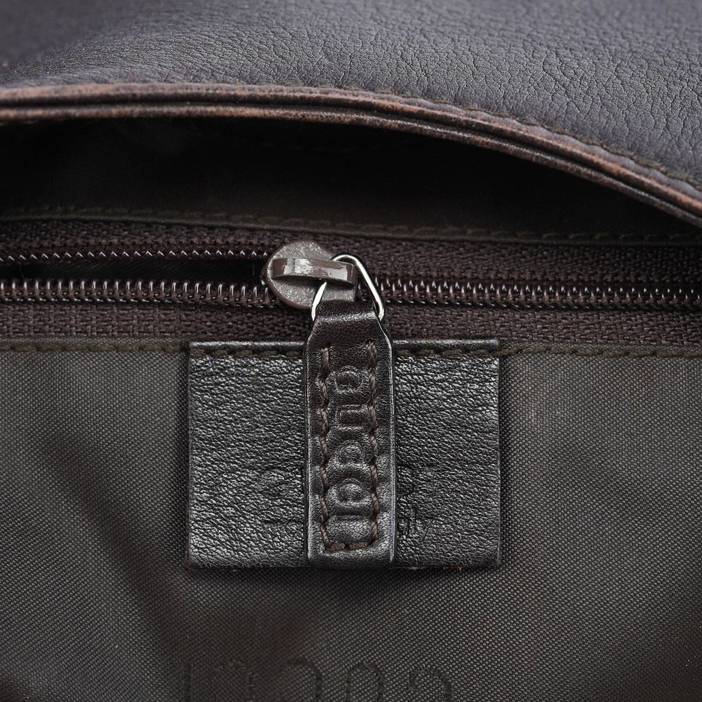 001 3244 Brown Calfskin Bamboo Shoulder Bag
