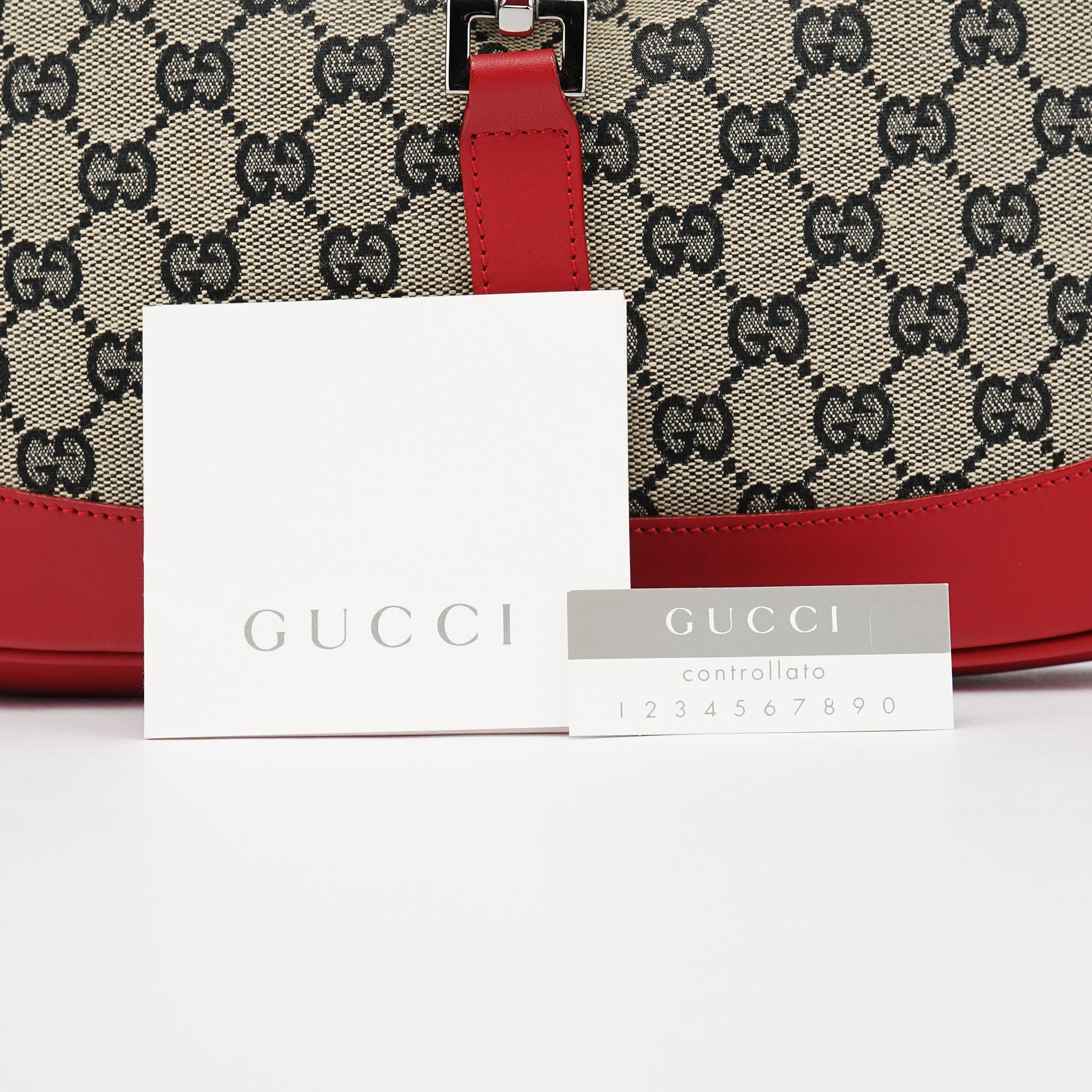 001 3306 Beige Red GG Jackie Shoulder Bag