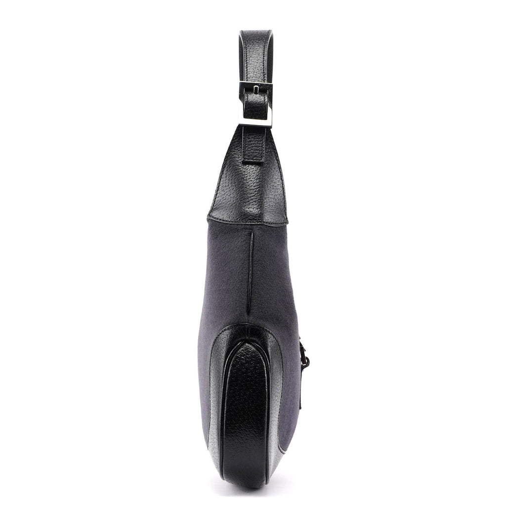 001 3306 Black Wool Leather Jackie Shoulder Bag