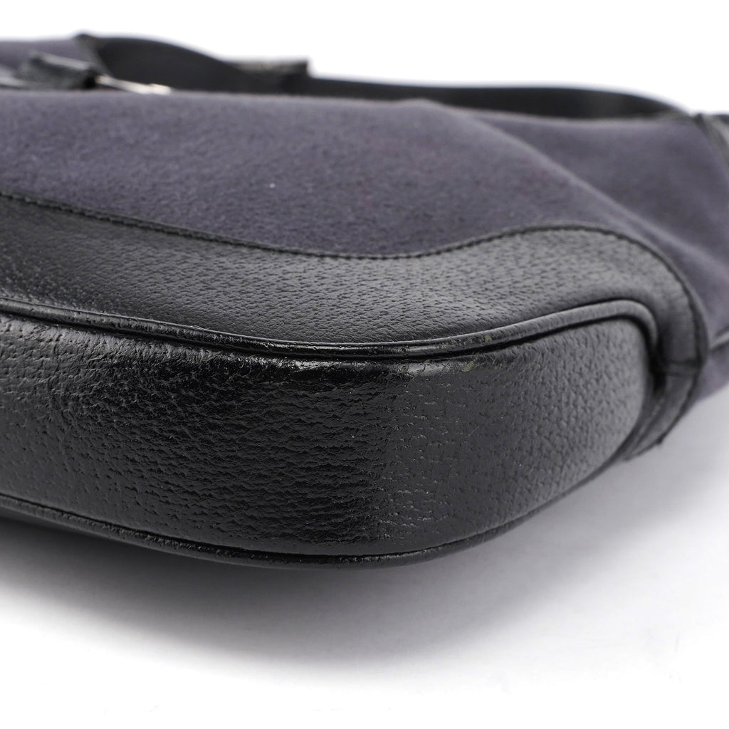 001 3306 Black Wool Leather Jackie Shoulder Bag