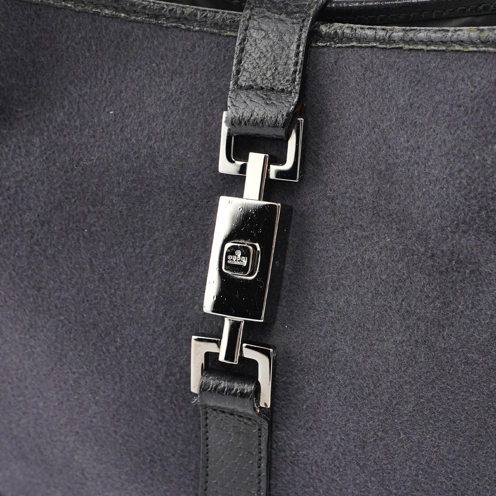 001 3306 Black Wool Leather Jackie Shoulder Bag