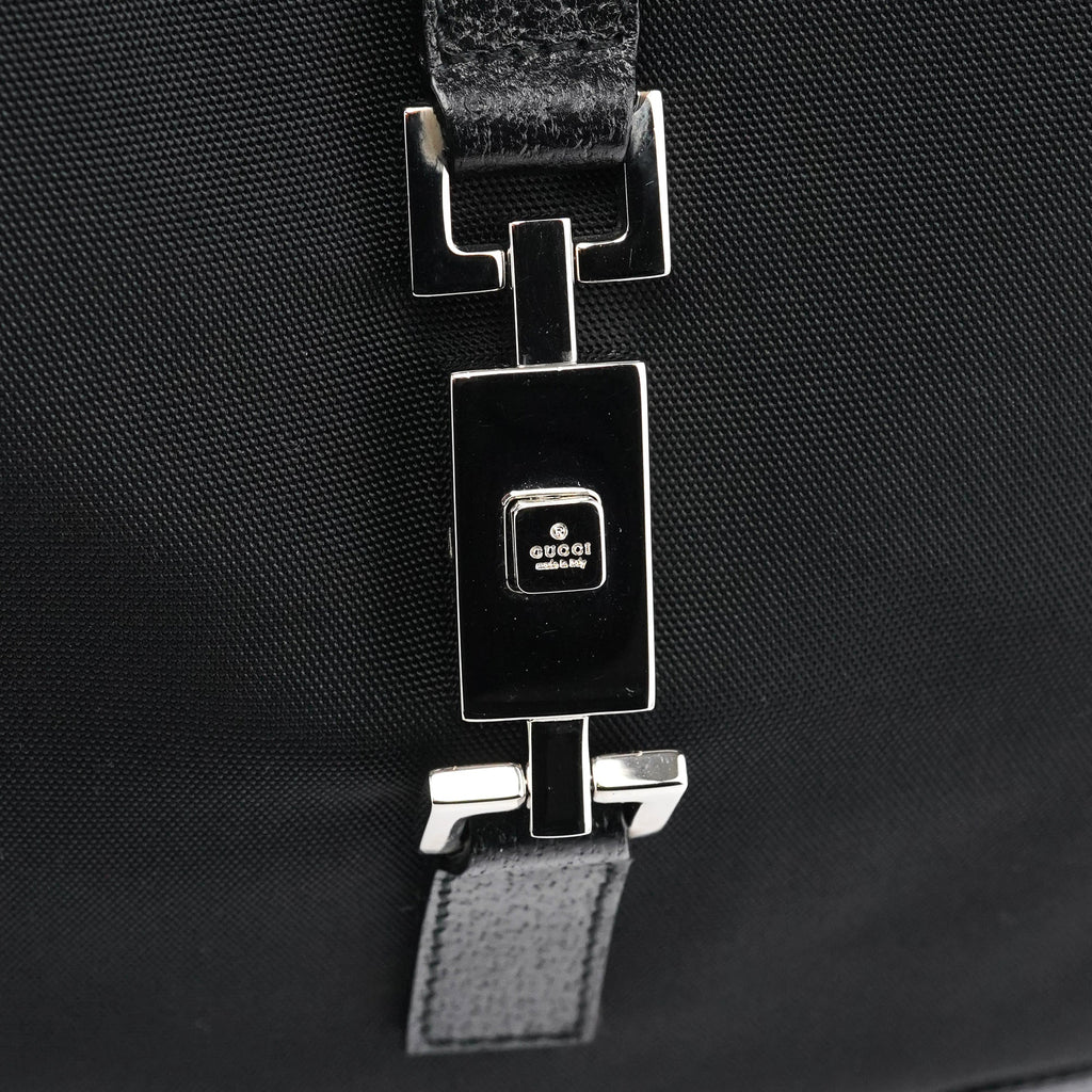 001 3346 Black Nylon Leather Jackie Shoulder Bag