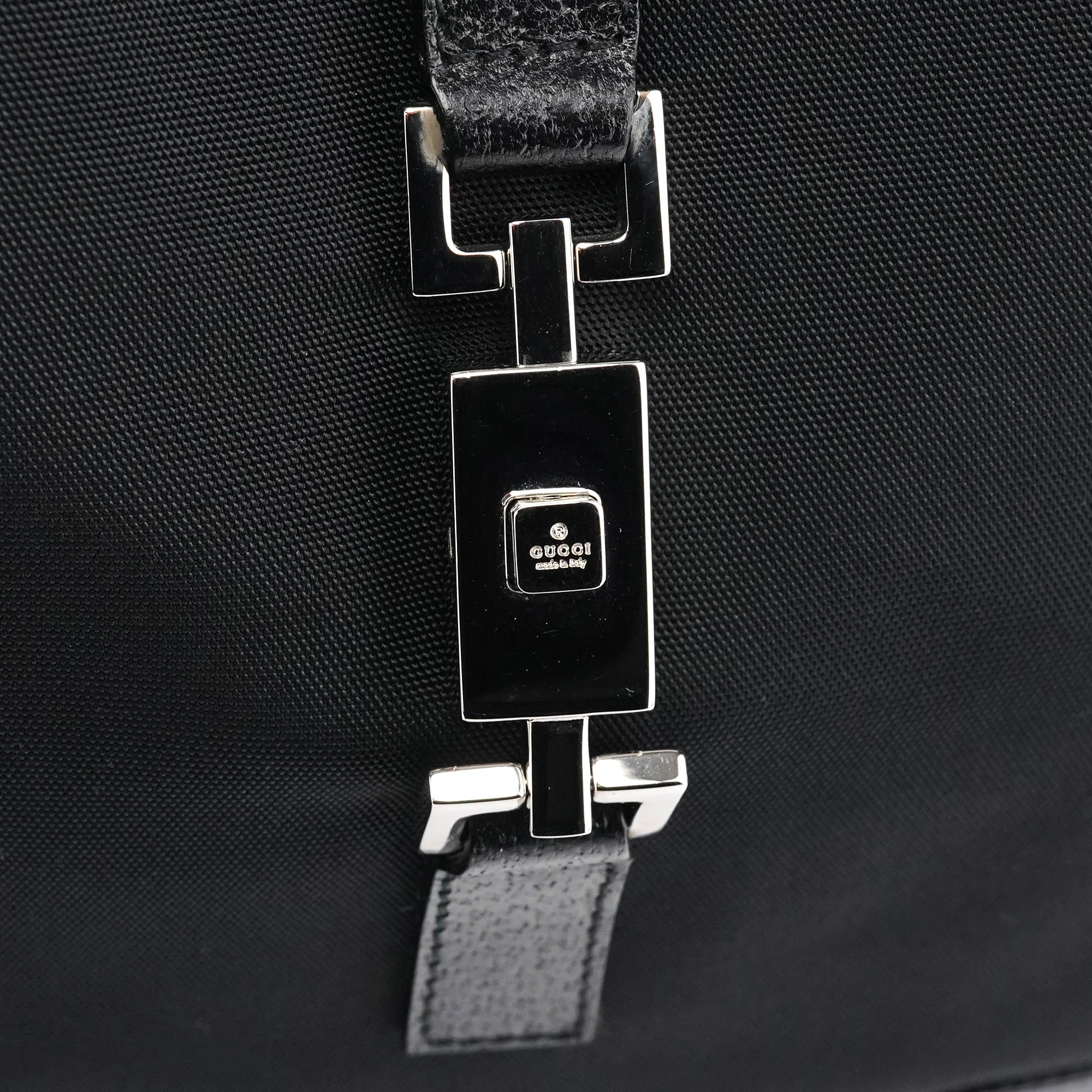 001 3346 Black Nylon Leather Jackie Shoulder Bag