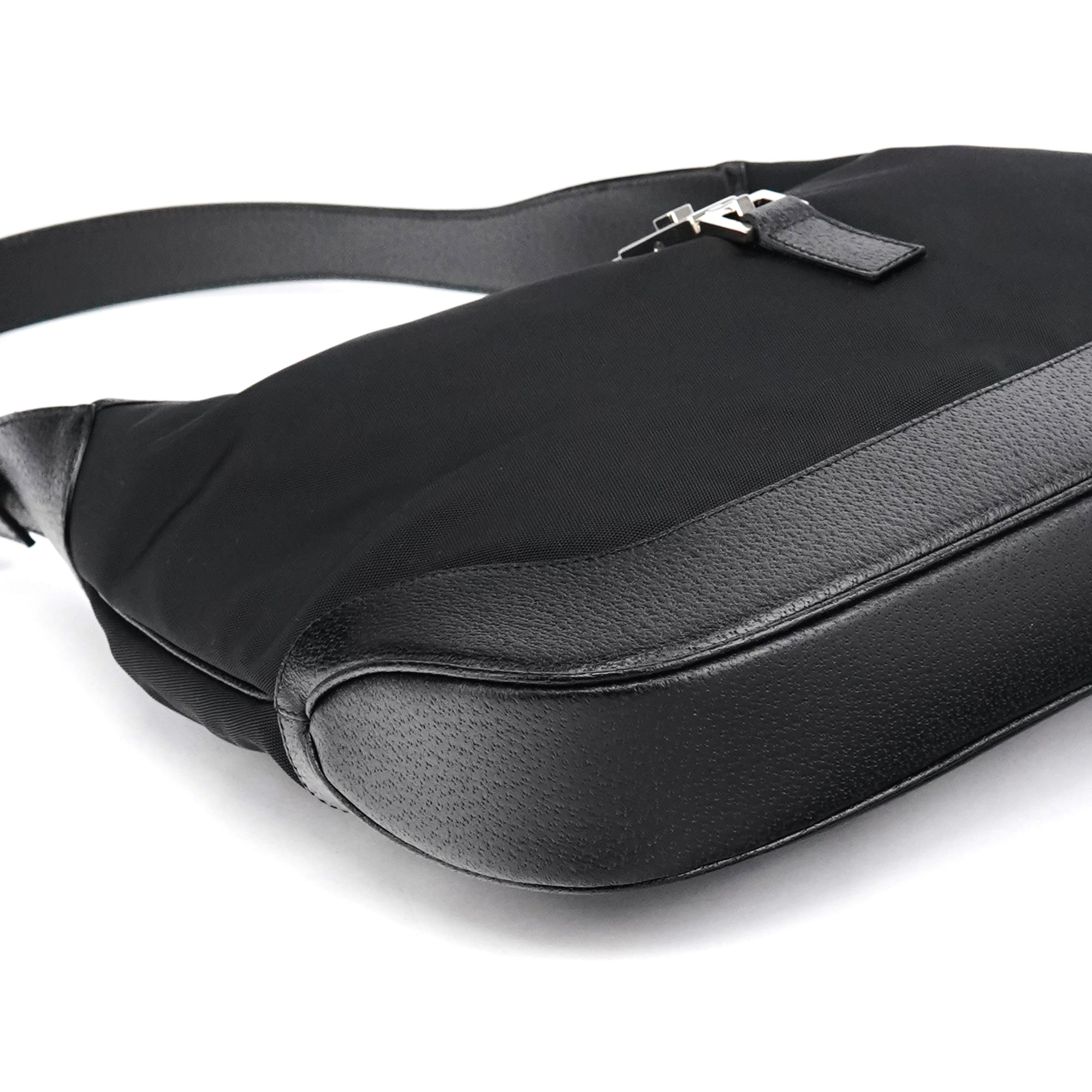 001 3346 Black Nylon Leather Jackie Shoulder Bag