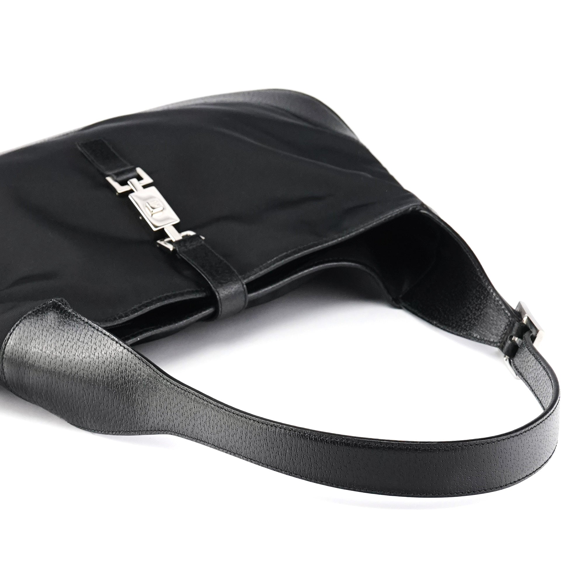 001 3346 Black Nylon Leather Jackie Shoulder Bag