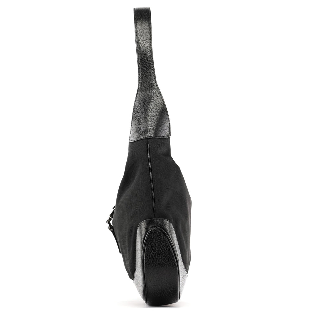 001 3346 Black Nylon Leather Jackie Shoulder Bag
