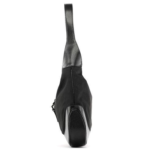 001 3346 Black Nylon Leather Jackie Shoulder Bag