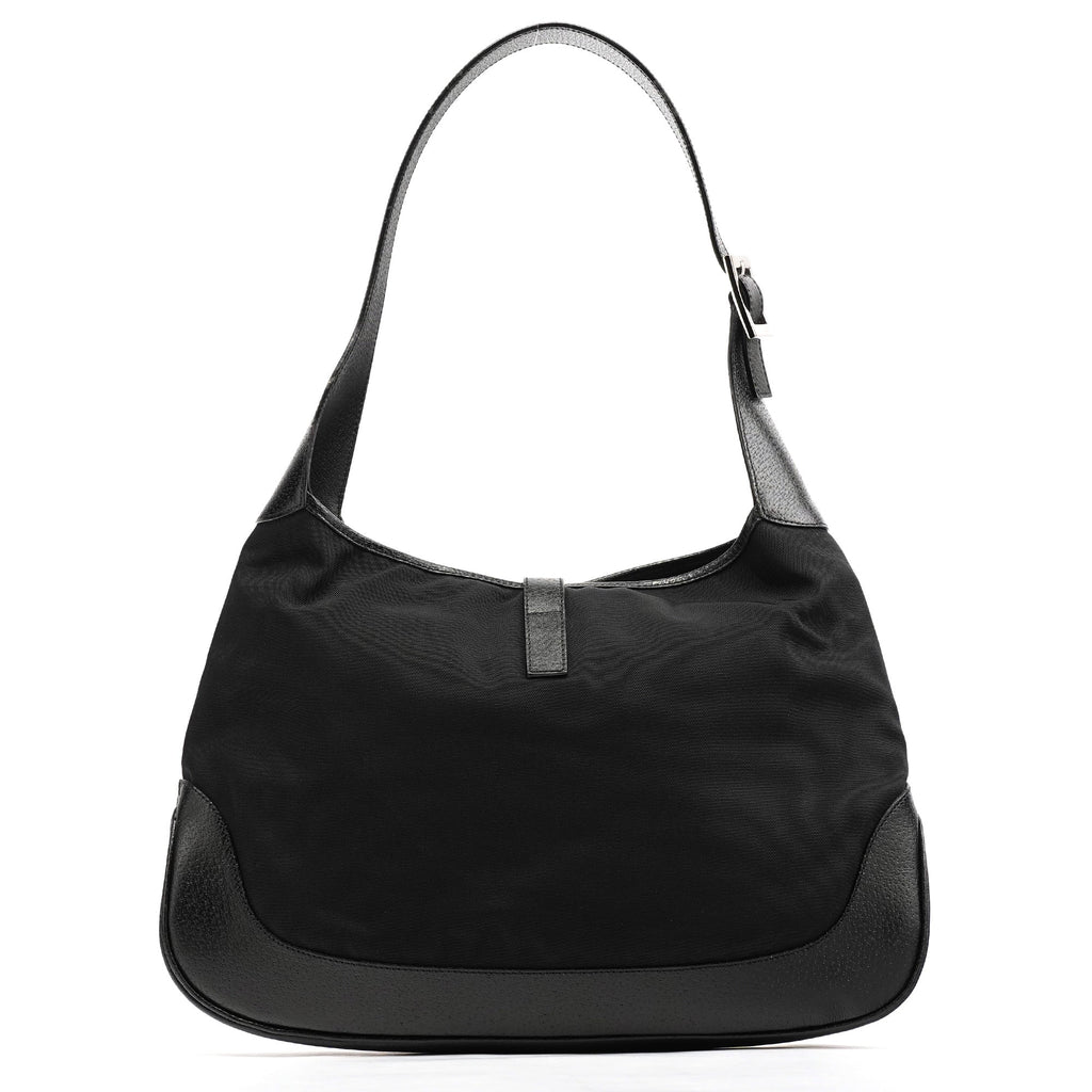 001 3346 Black Nylon Leather Jackie Shoulder Bag