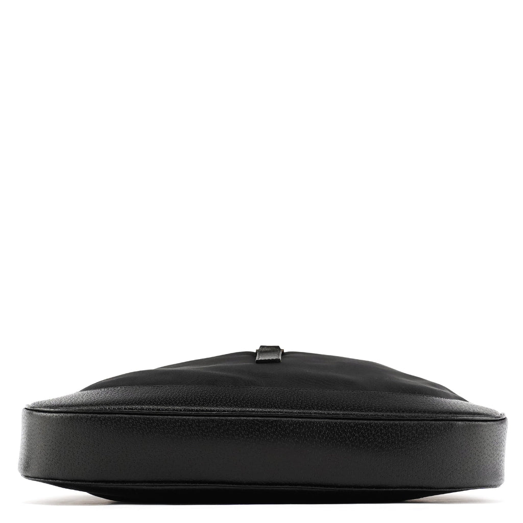 001 3346 Black Nylon Leather Jackie Shoulder Bag