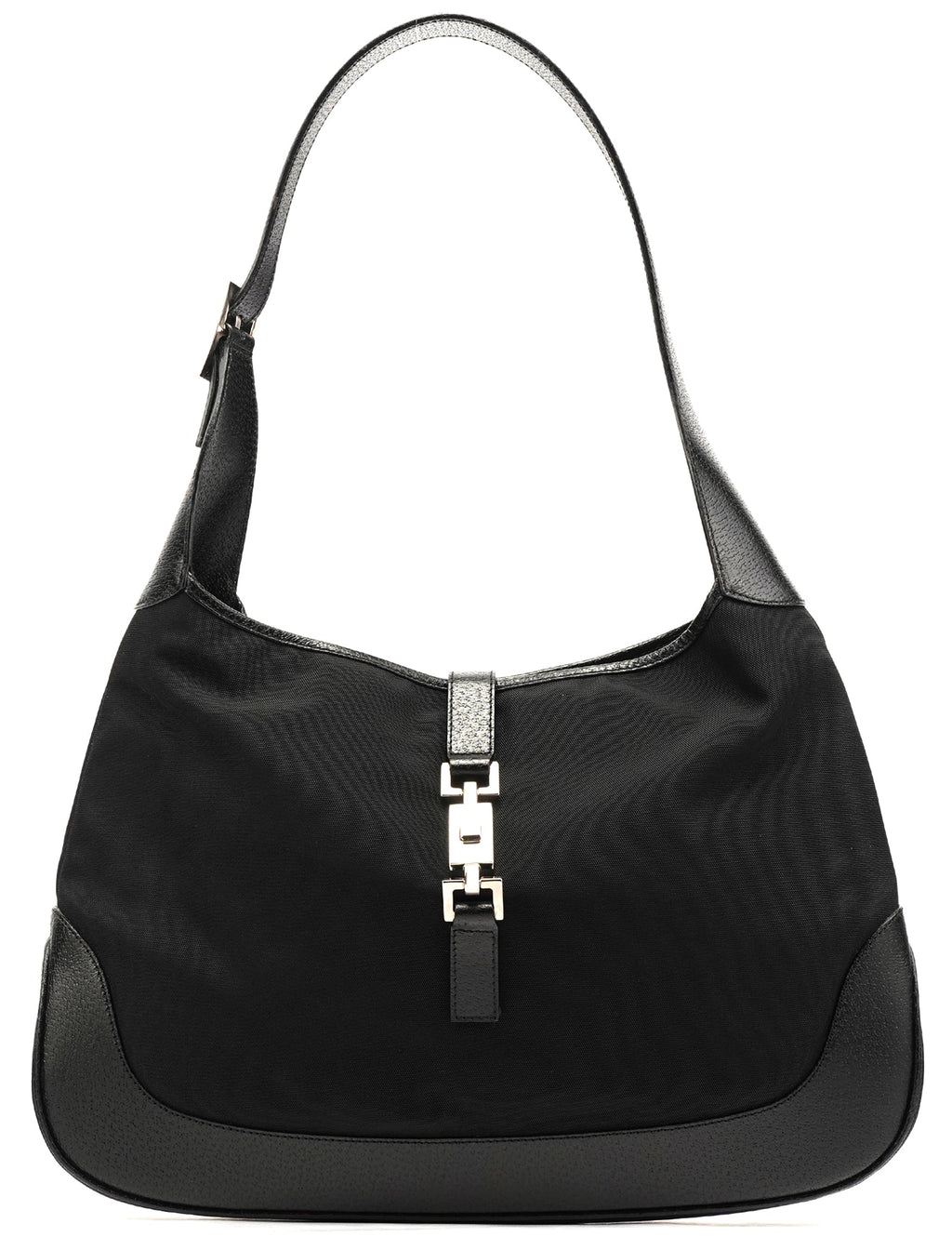 001 3346 Black Nylon Leather Jackie Shoulder Bag