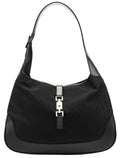 001 3346 Black Nylon Leather Jackie Shoulder Bag