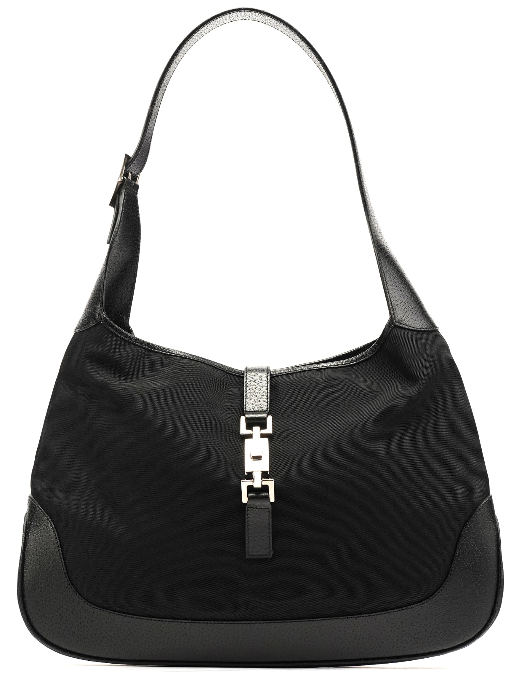 001 3346 Black Nylon Leather Jackie Shoulder Bag