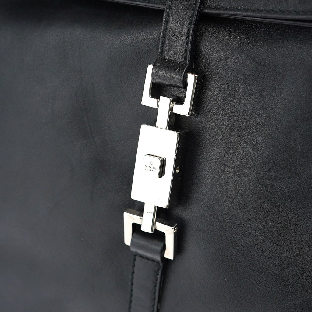 001 3355 Black Calfskin Jackie Shoulder Bag
