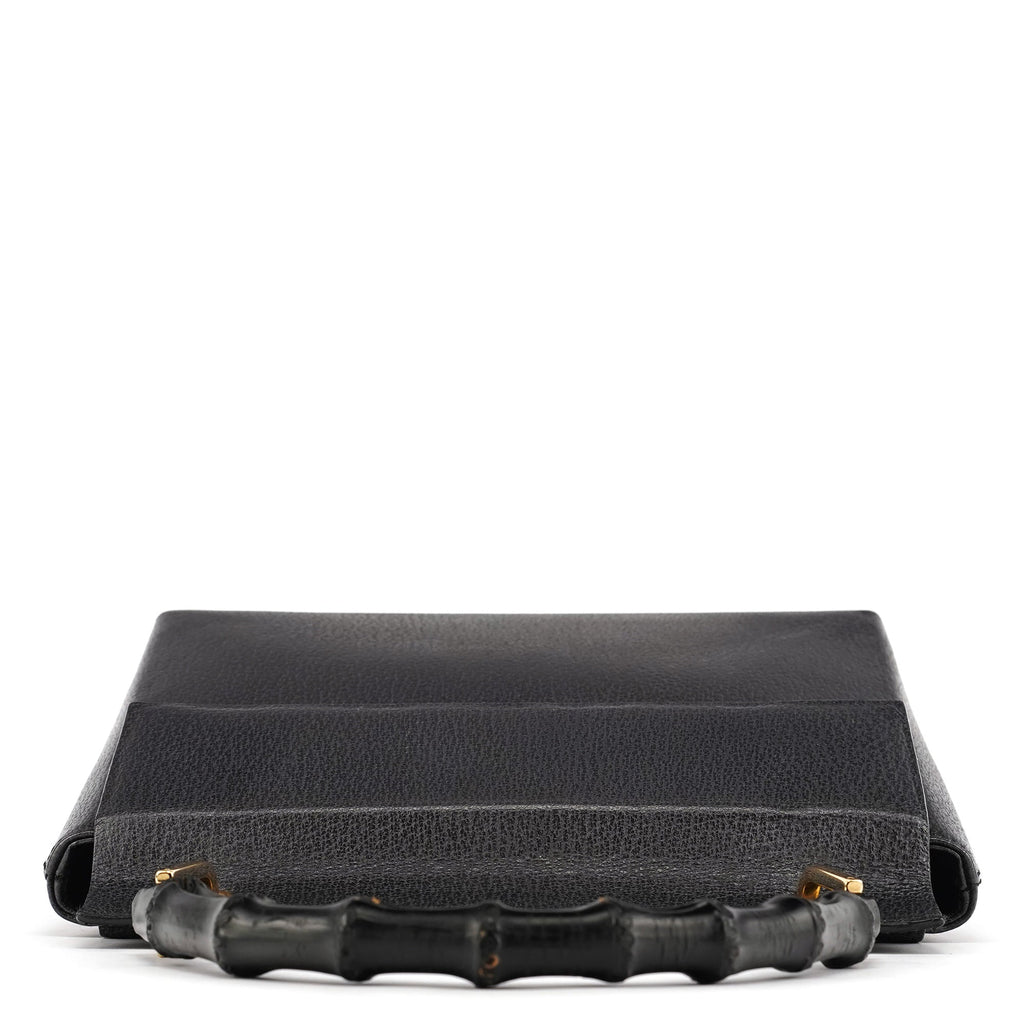 Anthracite Leather Bamboo Top Handle Bag