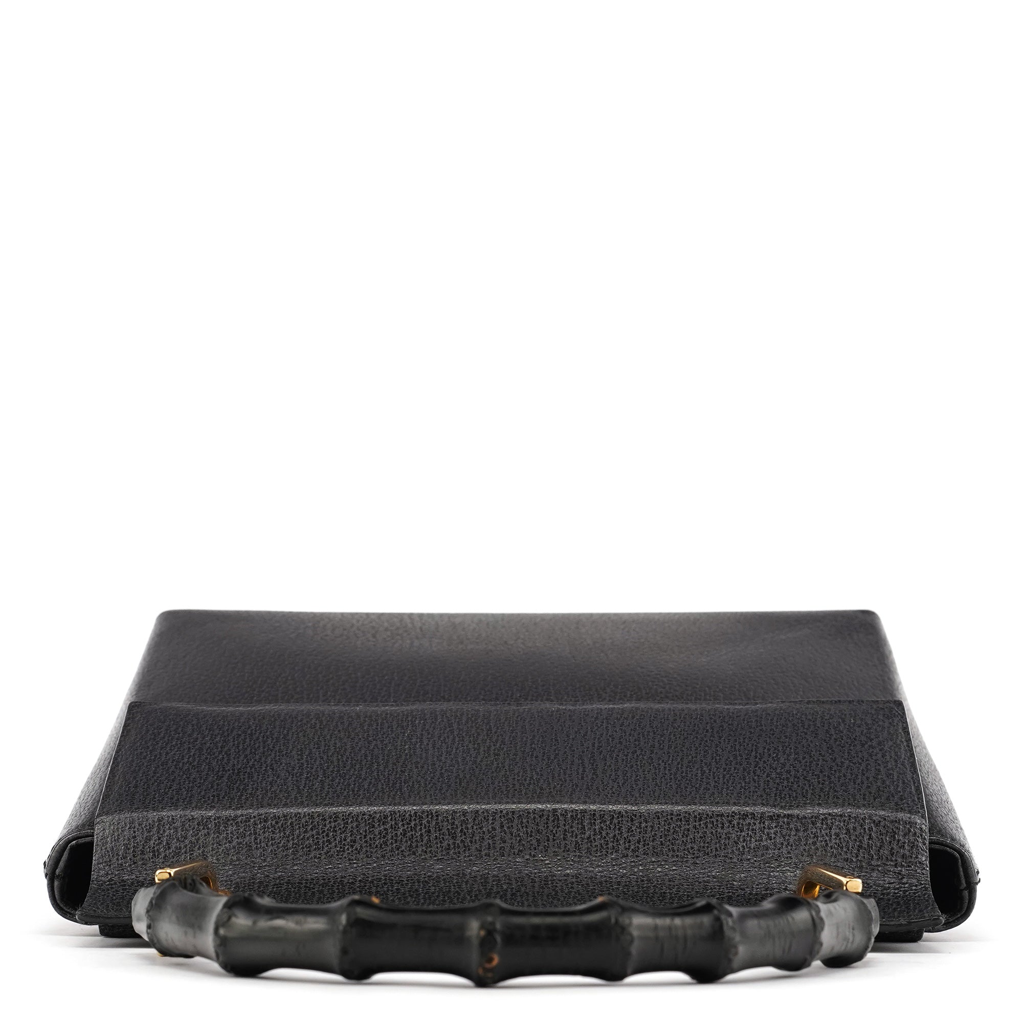 Anthracite Leather Bamboo Top Handle Bag