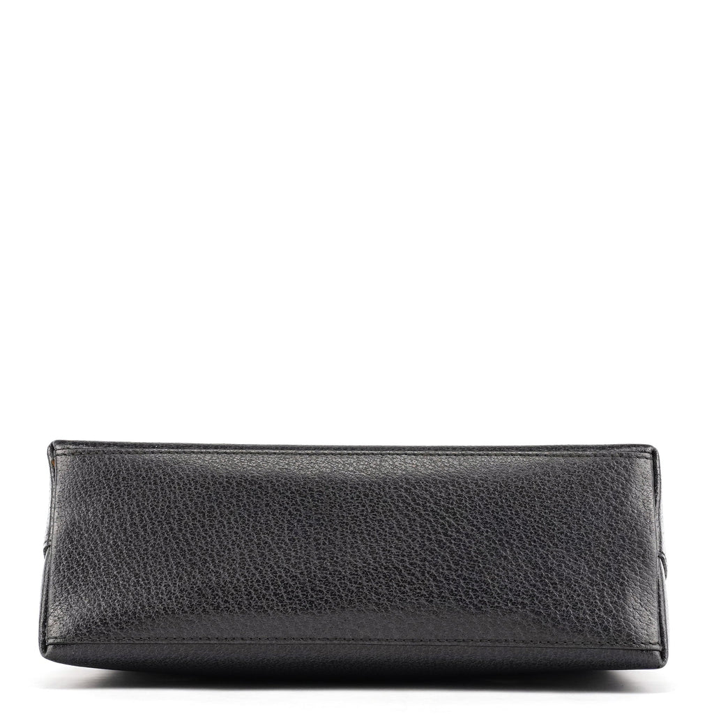 Anthracite Leather Bamboo Top Handle Bag