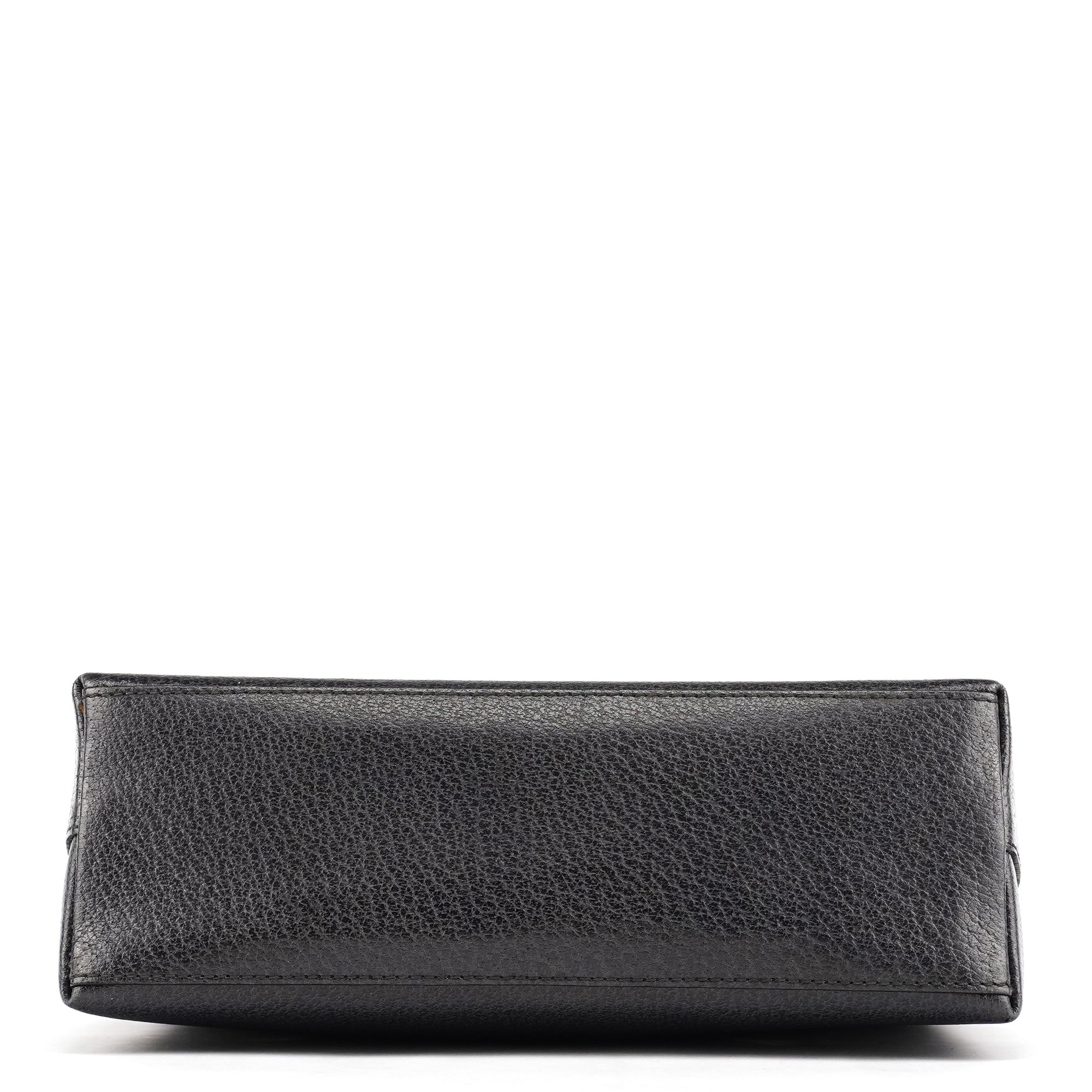 Anthracite Leather Bamboo Top Handle Bag