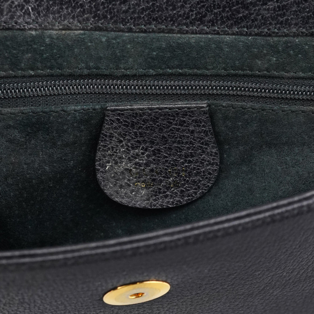 Anthracite Leather Bamboo Top Handle Bag