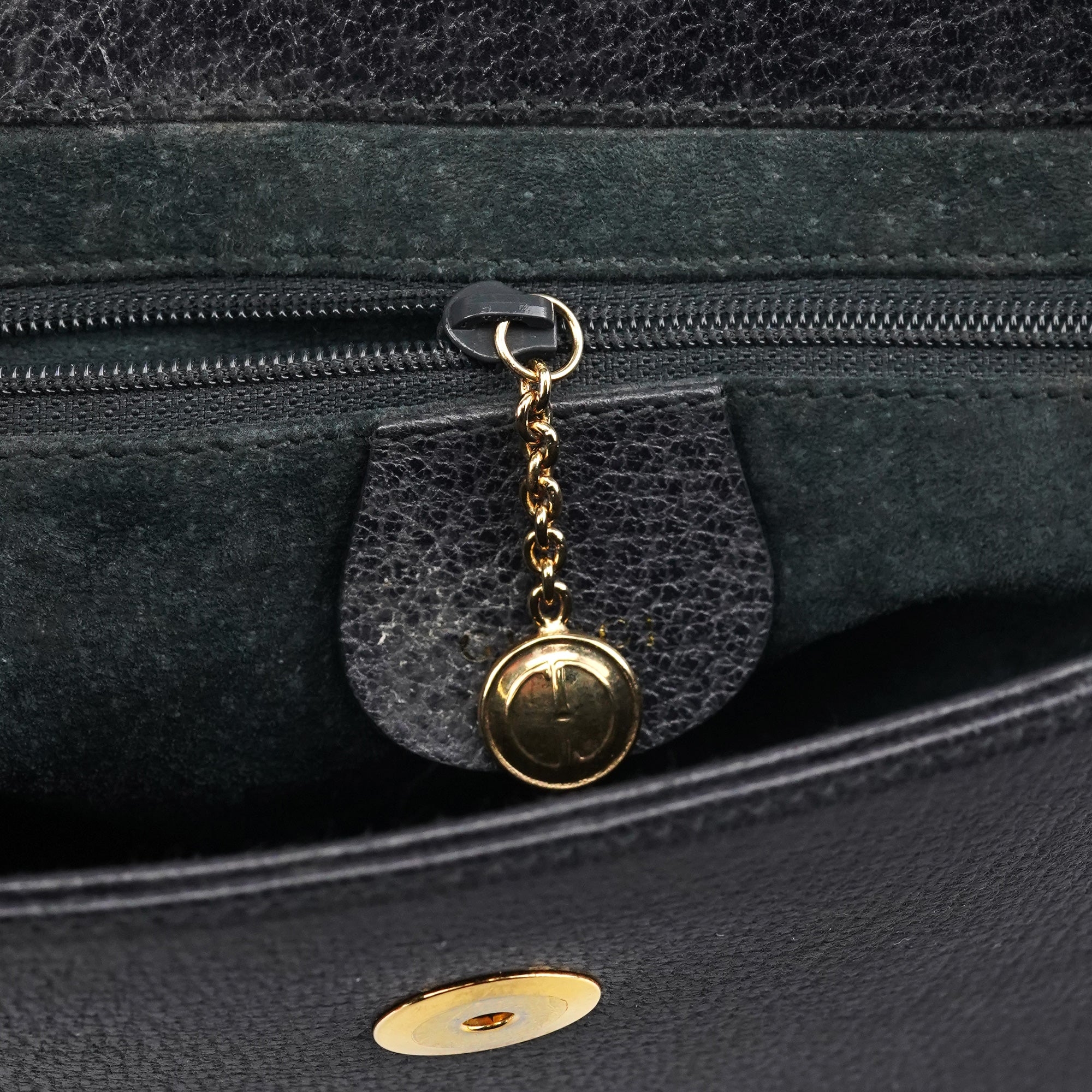 Anthracite Leather Bamboo Top Handle Bag