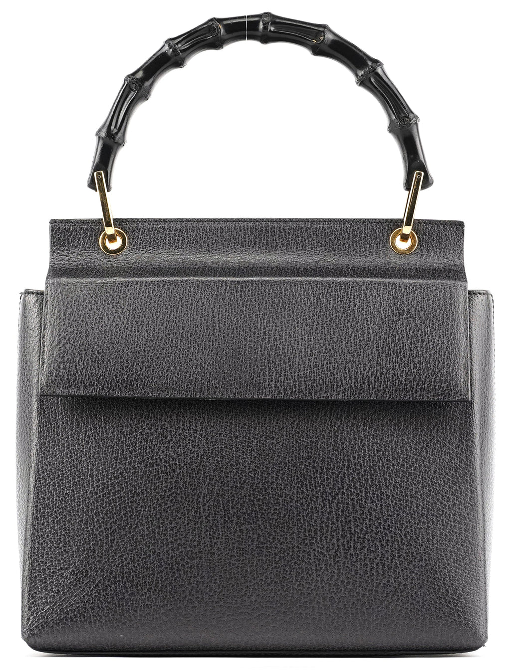 Anthracite Leather Bamboo Top Handle Bag