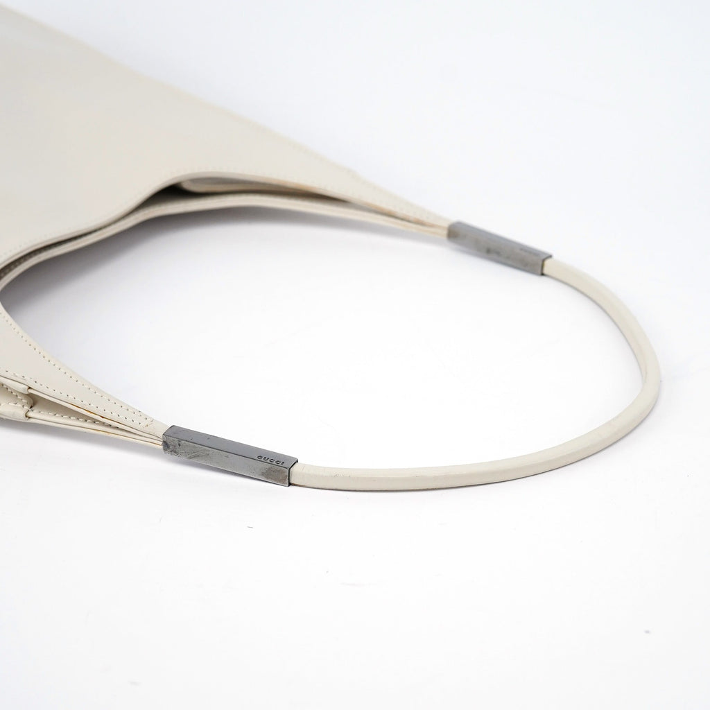 001 3703 Beige Calfskin Hobo Shoulder Bag