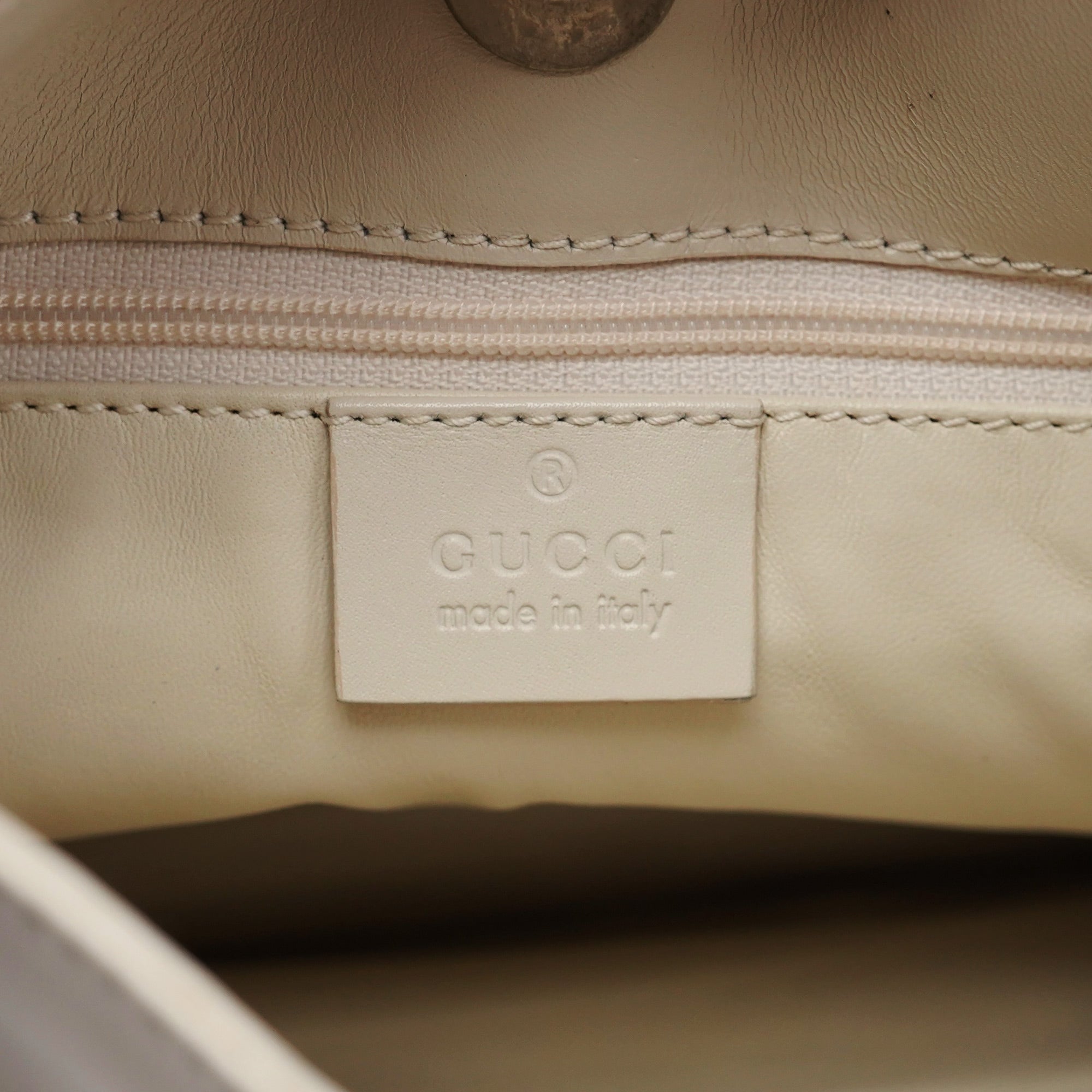 001 3703 Beige Calfskin Hobo Shoulder Bag